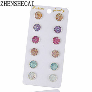 New Fashion Crystal Rhinestone Stud Earrings for Women Girl Female Mixed 6 Colors Boucle D'oreille Pendientes Mujer e0265