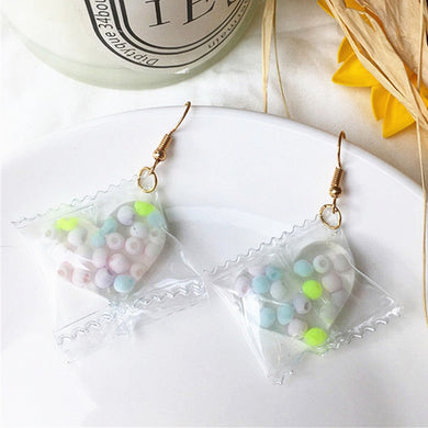 New Fashion Cute Lovely Candy Earrings Transparent Colorful Love Heart Earrings For Women Personality Jewelry Gift Wholesale