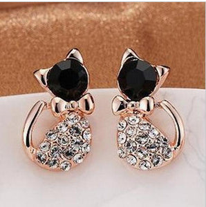 New Fashion Cute Lovely bow Cat Stud Earrings for Women Kids Crystal Earrings for women wholesale