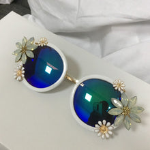 Load image into Gallery viewer, Designer Women Girls  Rhinestone Sunglasses Retro Decor Floral Flower Sunglasses Summer Beach Glasses