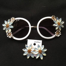 Load image into Gallery viewer, Designer Women Girls  Rhinestone Sunglasses Retro Decor Floral Flower Sunglasses Summer Beach Glasses