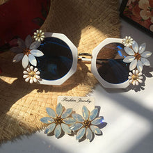 Load image into Gallery viewer, Designer Women Girls Rhinestone Crystal Sunglasses Retro Decor Floral Flower Sunglasses Summer Beach Glasses