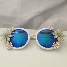 Load image into Gallery viewer, Designer Women Girls Rhinestone Crystal Sunglasses Retro Decor Floral Flower Sunglasses Summer Beach Glasses