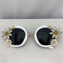 Load image into Gallery viewer, Designer Women Girls Rhinestone Crystal Sunglasses Retro Decor Floral Flower Sunglasses Summer Beach Glasses