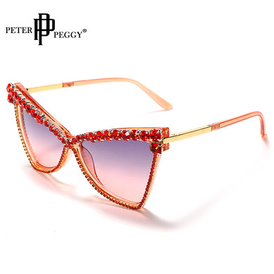 Diamond Triangle Sunglasses Women  Crystal Cat Eye Sunglasses Ladies Colorful Sun Glasses Oculos