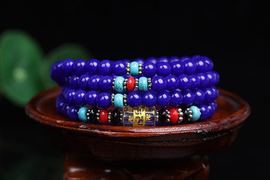 Braccialetti di lapislazzuli tinti di nuova moda perline buddista tibetano 108 perline di preghiera collana zucca mala braccialetto di preghiera per la meditazione 