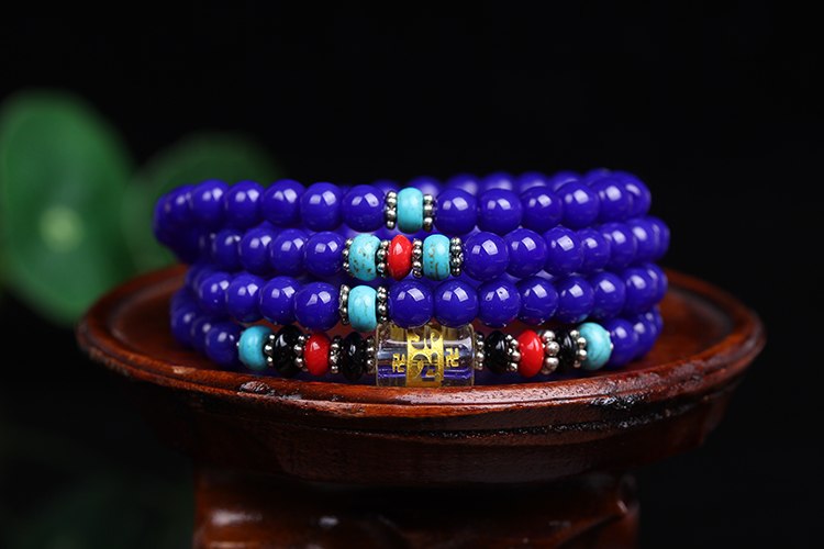Braccialetti di lapislazzuli tinti di nuova moda perline buddista tibetano 108 perline di preghiera collana zucca mala braccialetto di preghiera per la meditazione 