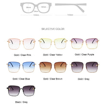 Load image into Gallery viewer, Elegant Lady Oversize Rimless Square Sunglasses Women Small Bee Glasses Gradient  Sun Glasses For Female UV400