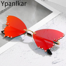 Load image into Gallery viewer, Frameless Butterfly Rhinestone Sunglasses Ladies Steampunk Designer Sunglasses Retro Glasses