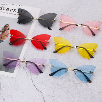 Frameless Trend Sunglasses ins Butterfly Glasses Sunglasses Vintage Female Glasses Design Streetwear
