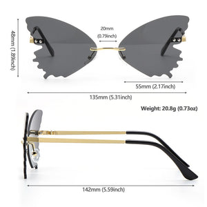 Frameless Trend Sunglasses ins Butterfly Glasses Sunglasses Vintage Female Glasses Design Streetwear