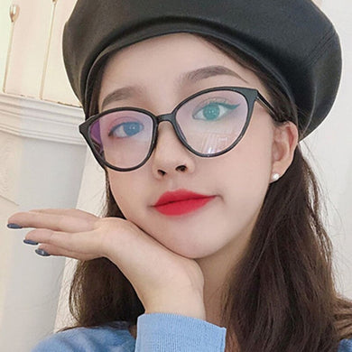 Fashion Glasses Frame Cat Eye Myopia Optical Eyeglasses Women Anti Blue Eyewear Comfort Light Transparent Color Gafas