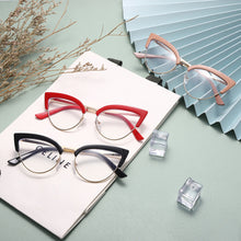 Load image into Gallery viewer, Half Frame Cat Eye Anti Blue Lignt For Women Glasses Retro Reding Clear Computer Eyeglasses Frame Ladies