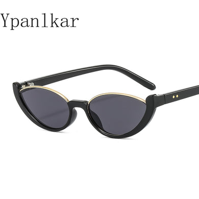 Half Frame Small Round Sunglasses for Women  Brand Hip Hop Black Sun Glasses Men Chic Gradient Sexy Shade