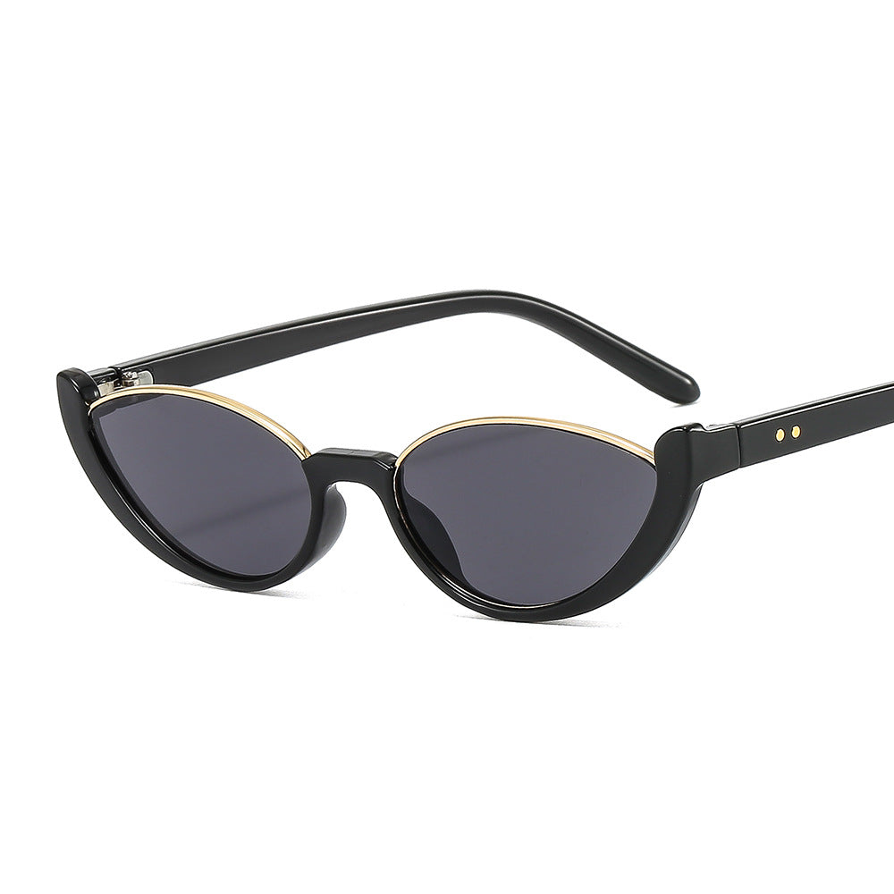Half Frame Small Round Sunglasses for Women  Brand Hip Hop Black Sun Glasses Men Chic Gradient Sexy Shade