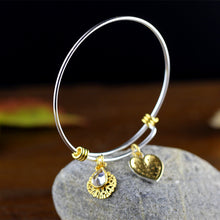 Carica l'immagine nel visualizzatore di Gallery, New Fashion Heart Charm 100% 925 Bracciale in argento per le donne Ragazza Bracciale Bangle regolabile Pulseras Mujer Regalo gioielli da sposa 