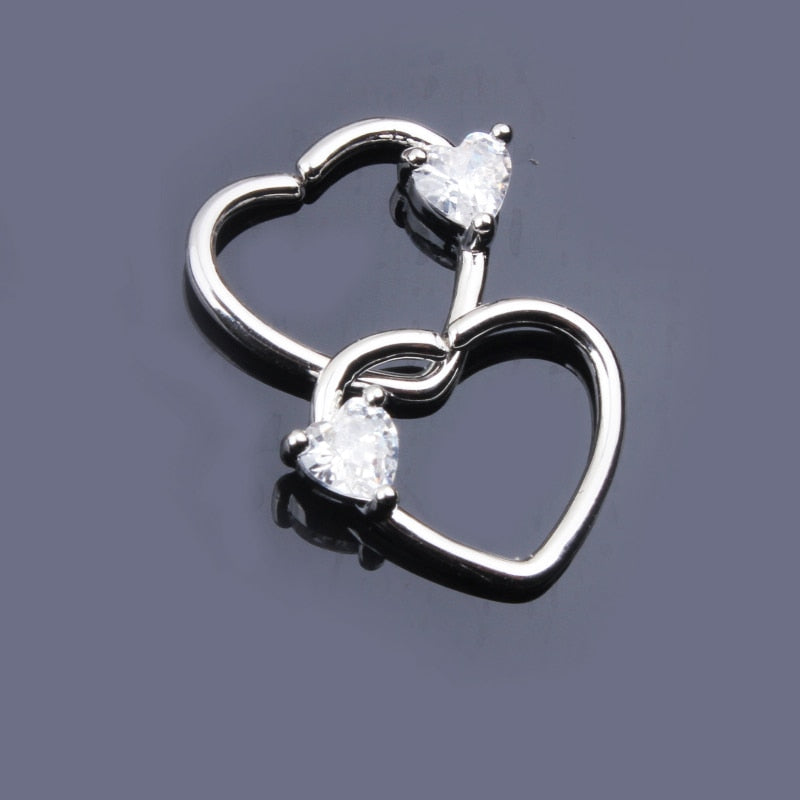 New Fashion Hot Selling A Pair Earrings Beautiful Shiny Heart Stainless Steel Earring Crystal Stud Earrings for Women