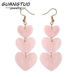 New Fashion Jewelry Personality Harajuku Hearts Shell Drop Earrings For Women Cute Ear Bijoux Dangle Brincos Femmes EB537