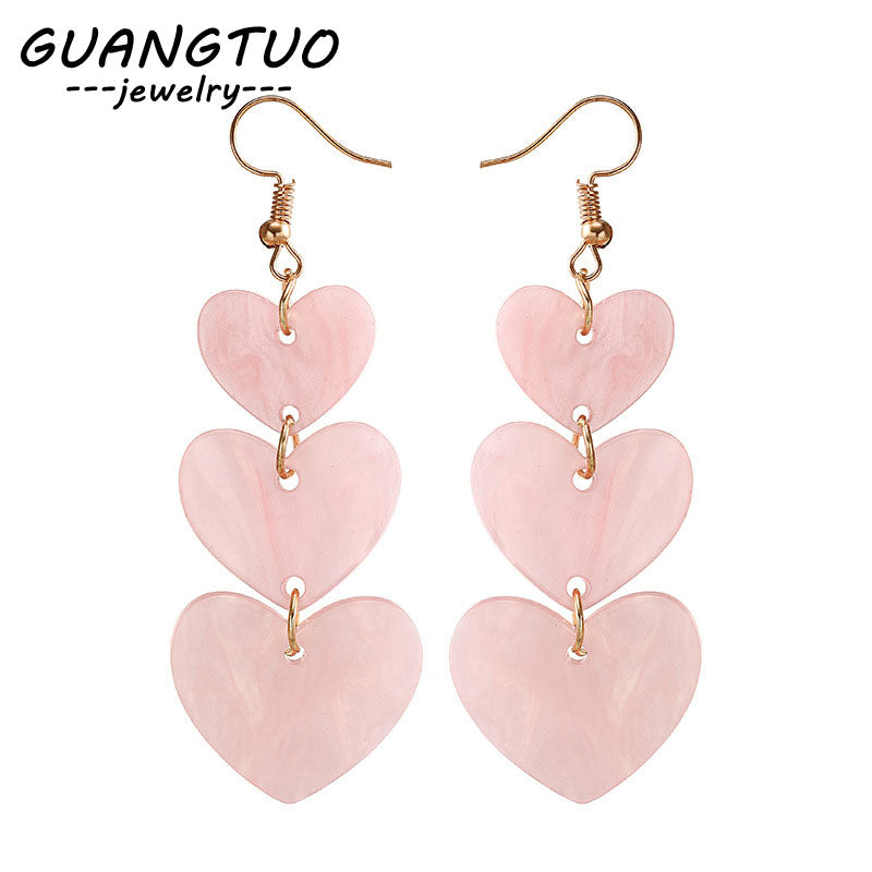 New Fashion Jewelry Personality Harajuku Hearts Shell Drop Earrings For Women Cute Ear Bijoux Dangle Brincos Femmes EB537
