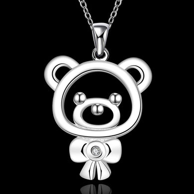 New Fashion Jewelry Silver Zircon Mini Bear Pendant Necklace For Women Gift CX17