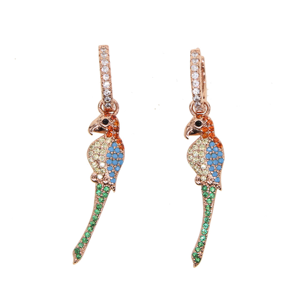 New Fashion Jewelry dangle Design Bird Shape Earrings Shining Multi CZ rose Gold Color Brincos Statement Christmas Gift