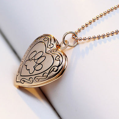 New Fashion Locket Necklace Valentine Lover Gift Animal Dog Photo Frames Can Open Locket Necklace Heart Pendants Women