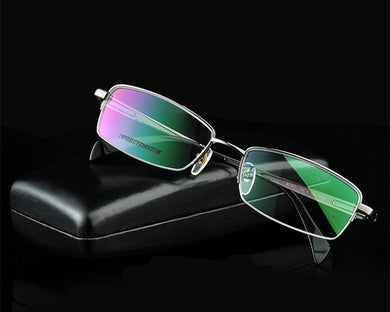 Men Titanium Eyeglasses Frames Men Brand Titanium Eyeglasses Gold spring hinge big face  half  frame 8263