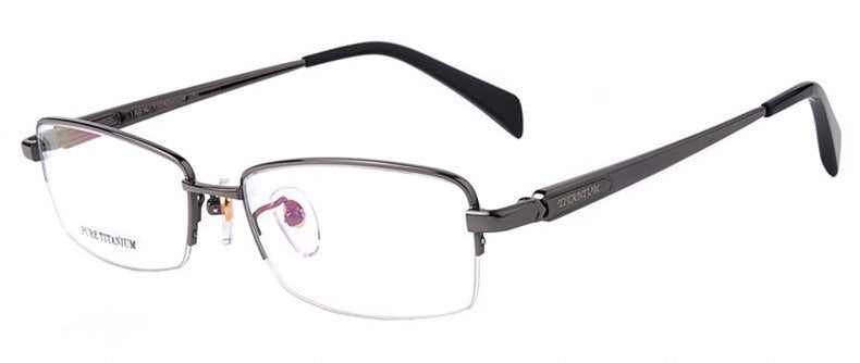 Men Titanium Eyeglasses Frames Men Brand Titanium Eyeglasses Gold spring hinge big face  half  frame 8263