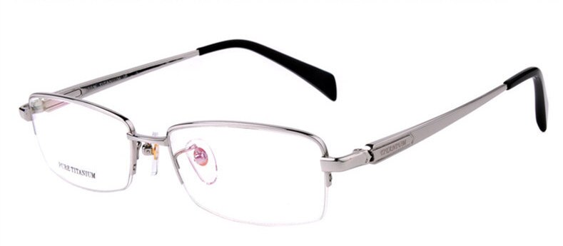 Men Titanium Eyeglasses Frames Men Brand Titanium Eyeglasses Gold spring hinge big face  half  frame 8263