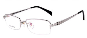 Men Titanium Eyeglasses Frames Men Brand Titanium Eyeglasses Gold spring hinge big face  half  frame 8263