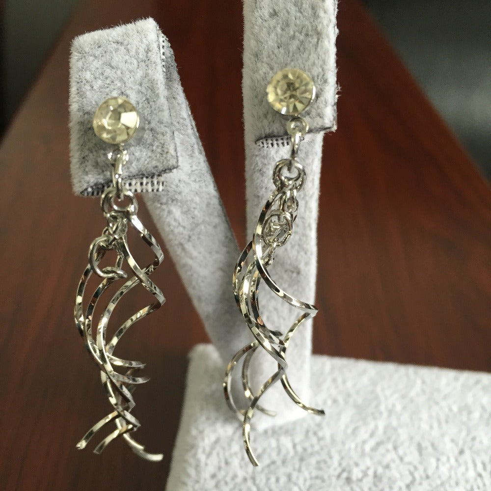 New Fashion Metal Rhinestone Tassel Earrings For Women Super Flash Dangle Earrings Female