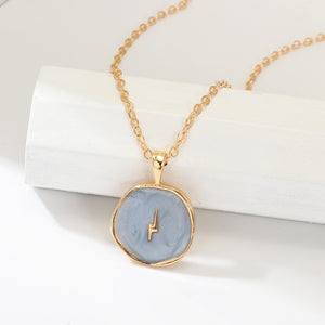 New Fashion Necklace Alloy Drop Oil Love Heart Moon Lightning Necklaces Elegant Cute Round Party Gift Jewelry For Women