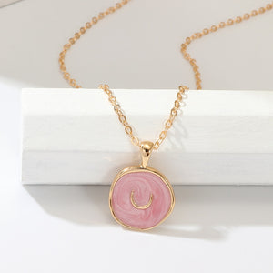 New Fashion Necklace Alloy Drop Oil Love Heart Moon Lightning Necklaces Elegant Cute Round Party Gift Jewelry For Women