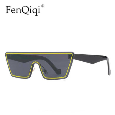 One-Piece Sunglasses Square Frameless Trendy Outedoor Gradient Lens Goggles Oculos