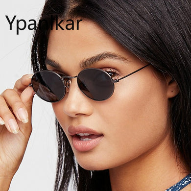 Oval Sunglasses Women Brand Designer Glasses Men Round Vintage Mirror UV400 Oculos De Sol Feminino