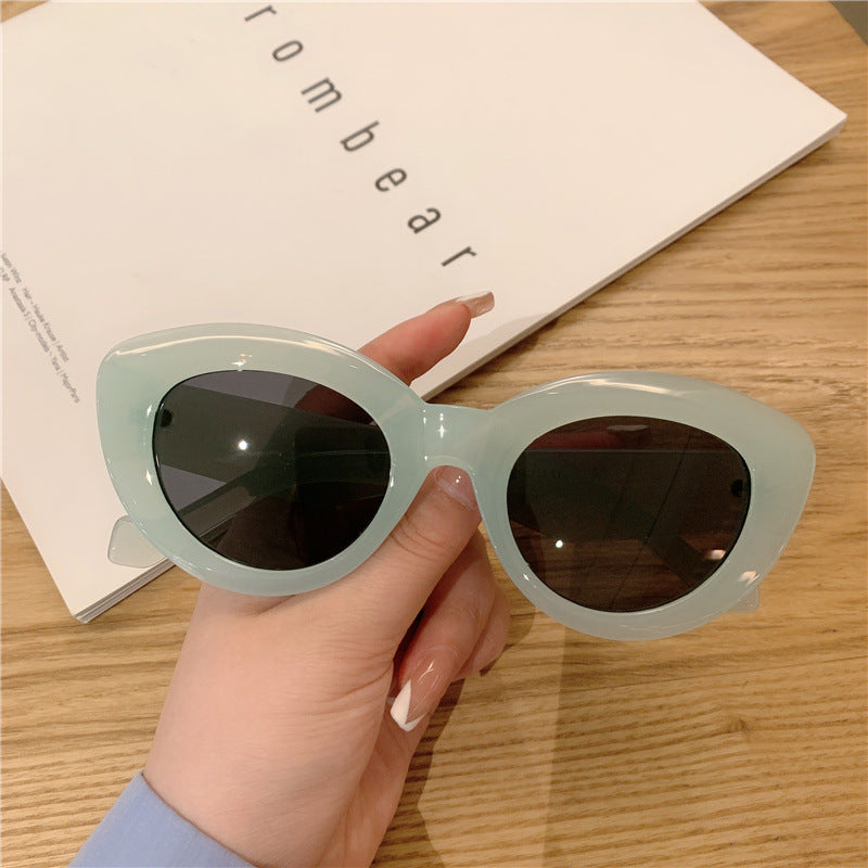 Oval Sunglasses for Women Cat Eye Style UV400 Protection Eyewear Jelly Color Sun Glasses