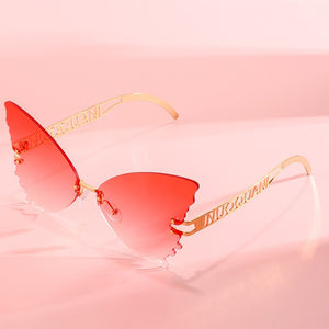 Oversized Cat Eye Butterfly Sunglasses Women 2023  Brand Design Rimless Gradient Sun Glasses For Female UV400