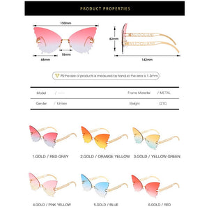 Oversized Cat Eye Butterfly Sunglasses Women 2023  Brand Design Rimless Gradient Sun Glasses For Female UV400