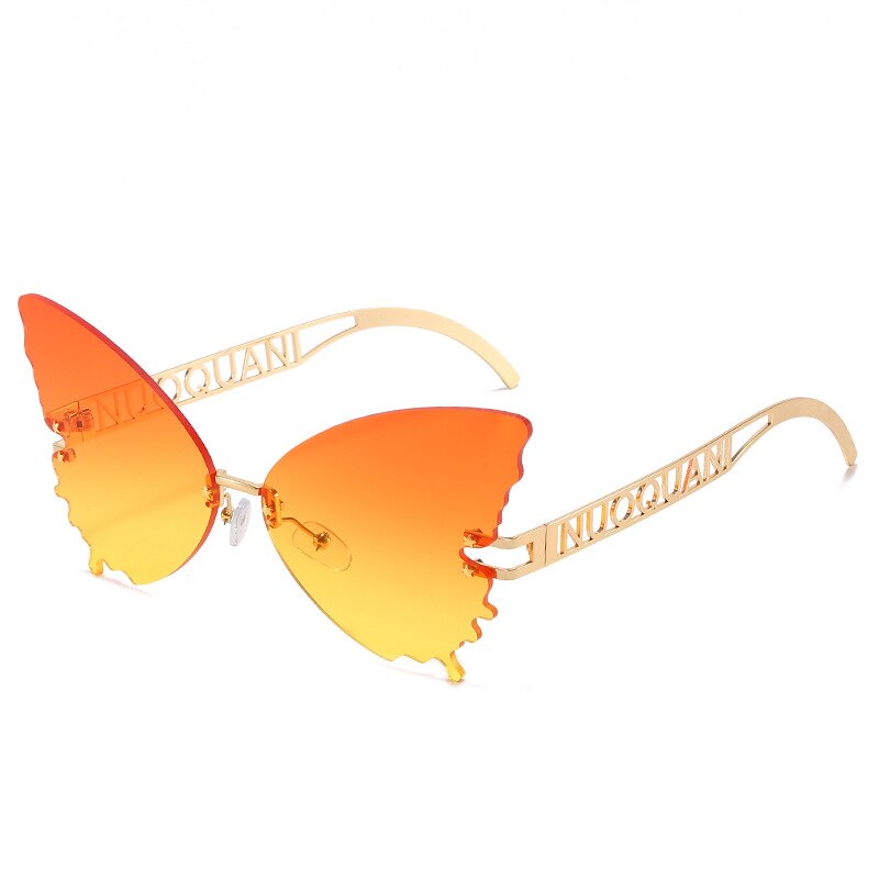 Oversized Cat Eye Butterfly Sunglasses Women 2023  Brand Design Rimless Gradient Sun Glasses For Female UV400