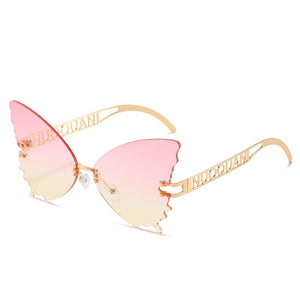 Oversized Cat Eye Butterfly Sunglasses Women 2023  Brand Design Rimless Gradient Sun Glasses For Female UV400