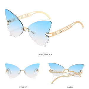 Oversized Cat Eye Butterfly Sunglasses Women 2023  Brand Design Rimless Gradient Sun Glasses For Female UV400