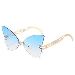 Oversized Cat Eye Butterfly Sunglasses Women 2023  Brand Design Rimless Gradient Sun Glasses For Female UV400