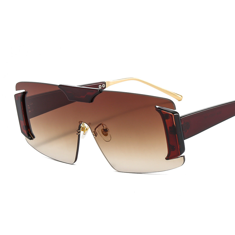 Oversized Square Sunglasses For Women Men Rimless One Piece Ocean Driving Sun Glasses  Eyewear UV400