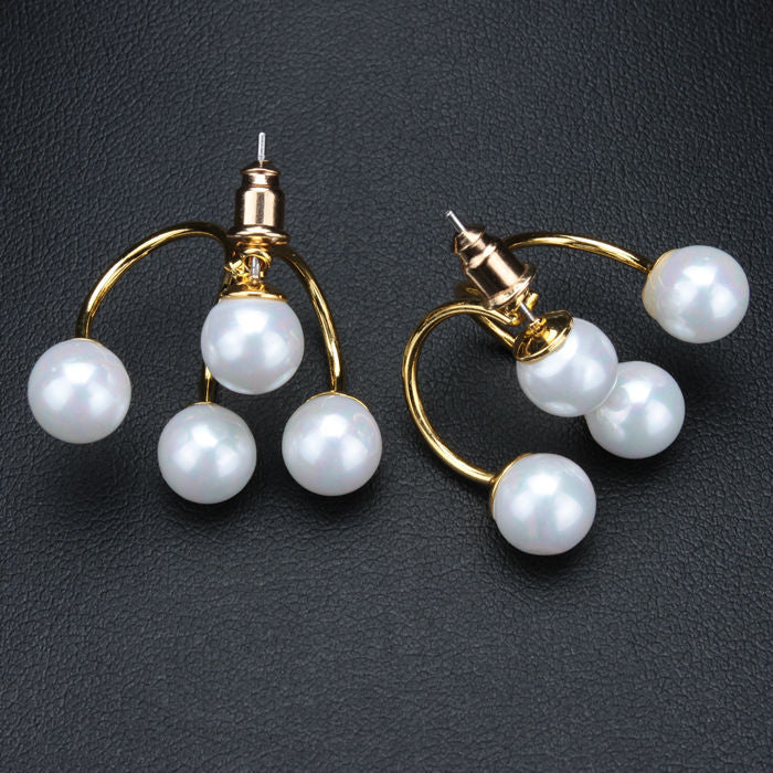 New Fashion Pearl Jewelry Gold color Trendy Pearl Studing Earrings Cute Double Side Earrings For Women XLL155