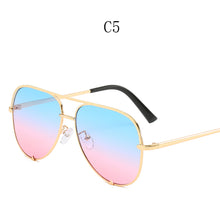 Load image into Gallery viewer, Pilot Sun Glasses Vintage Men Women Metal Frame Driving Sunglasses UV400 Round Pink Bule Gradient Mirror Goggle