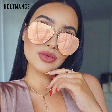 Pilot Sunglasses Metal Frame Women Men Stylish Brand Designer Sun Glasses Flat Lens Mirror Aviation Eyewear UV400