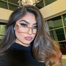 Load image into Gallery viewer, Rectangle Metal Sunglasses Frameless Rivet Square Small Sun Glasses Lightning Leg Lunette