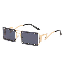 Load image into Gallery viewer, Rectangle Metal Sunglasses Frameless Rivet Square Small Sun Glasses Lightning Leg Lunette