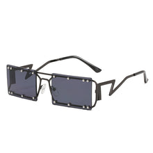 Load image into Gallery viewer, Rectangle Metal Sunglasses Frameless Rivet Square Small Sun Glasses Lightning Leg Lunette