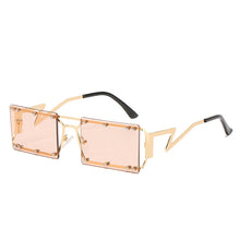 Load image into Gallery viewer, Rectangle Metal Sunglasses Frameless Rivet Square Small Sun Glasses Lightning Leg Lunette
